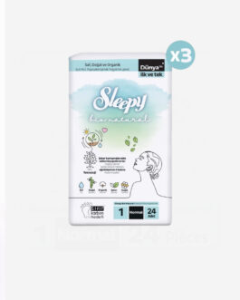 Sleepy Bio Natural Premium Plus Serviette Hygiénique Normale Lot 3 paquets de 24 Serviettes