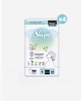 Sleepy Bio Natural Premium Plus Serviette Hygiénique Normale lot de 4 Paquets de 24 Serviettes