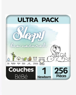 Sleepy Bio Natural Ultra Package Couche Bébé Taille 1 Nouveau-né(e) 256 Pièces