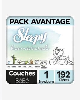 Sleepy Bio Natural Paquet Avantageux Couche Bébé Taille 1 Nouveau-né 192 Pièces
