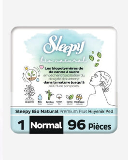 Sleepy Bio Natural Premium Plus Serviette Hygiénique Normale lot de 4 Paquets de 24 Serviettes