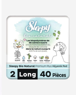 Sleepy Bio Natural Premium Plus Serviette Hygiénique Longue lot de 2 Paquets de 20 Serviettes