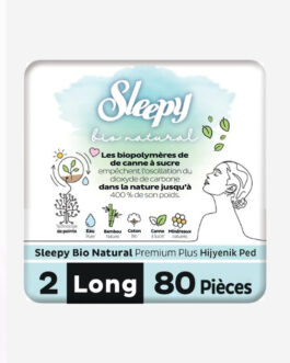 Sleepy Bio Natural Premium Plus Serviette Hygiénique Longue Lot de 4 Paquets de Serviettes